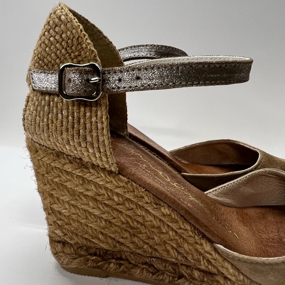 GIAMO ESPADRILLES wedge heels size 40/10 neutral rope wedge tan taupe - Picture 12 of 14